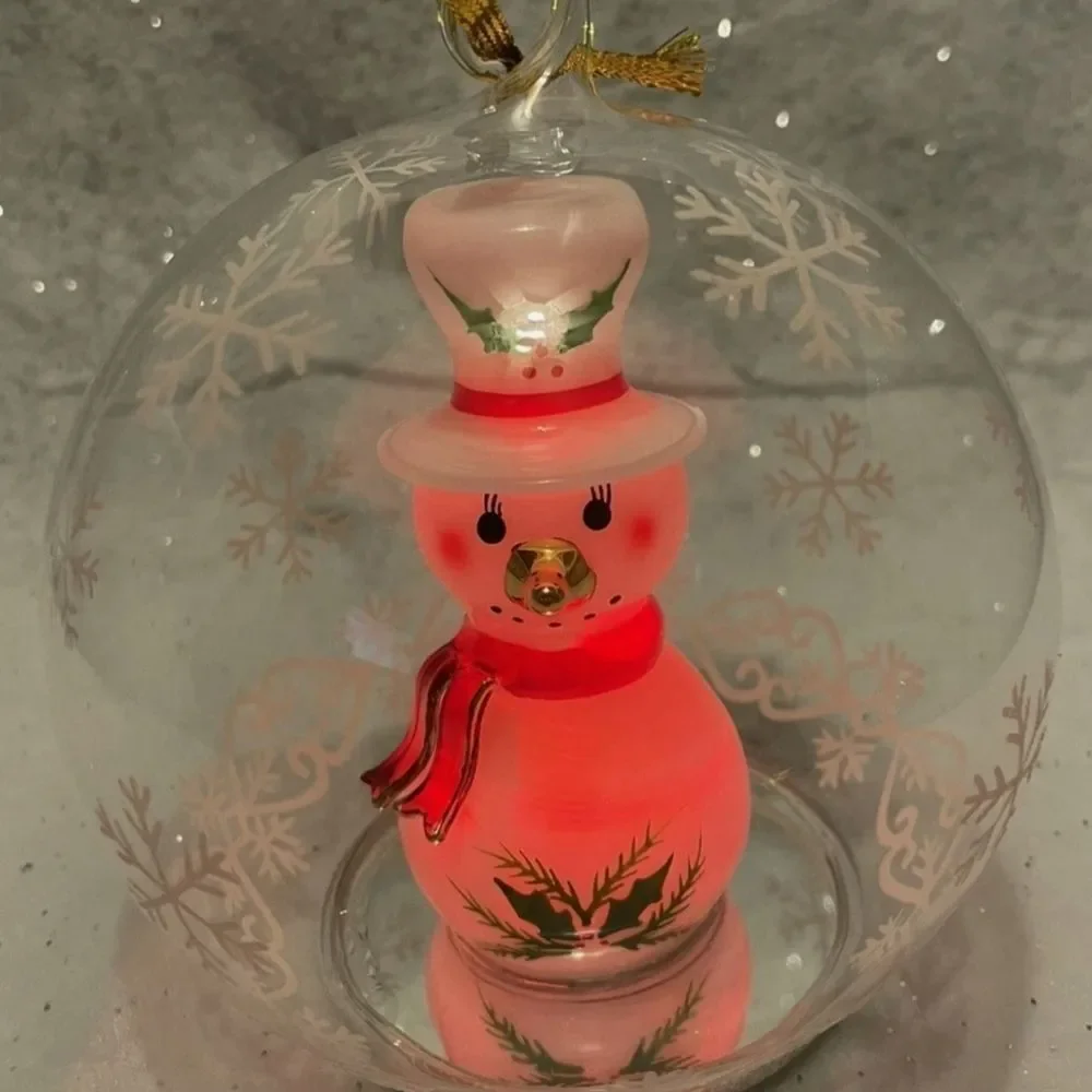 Vintage Soreele LED Lighted Glass Snowman Globe